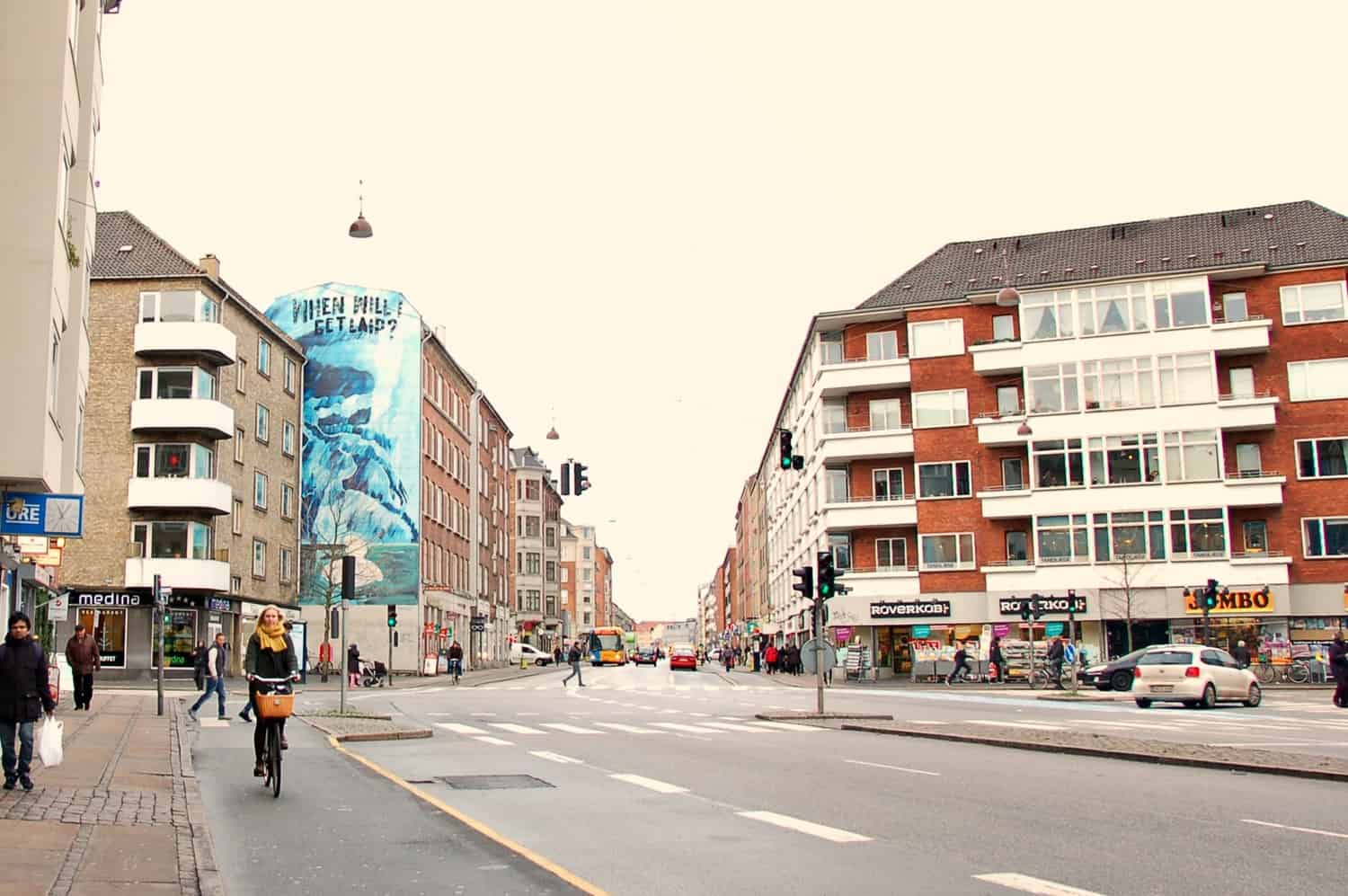 Riding through Nørrebro will also expose you to some compelling pieces of street art.