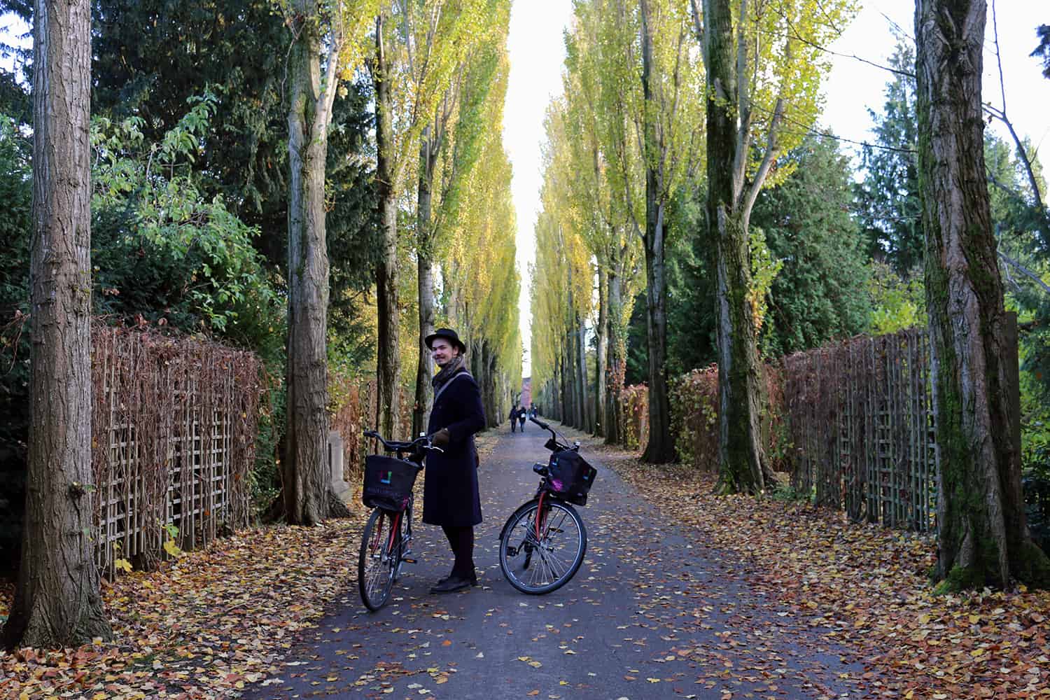 Cycling through Assistens Kirkegaard with Guide Catch and Donkey Republic