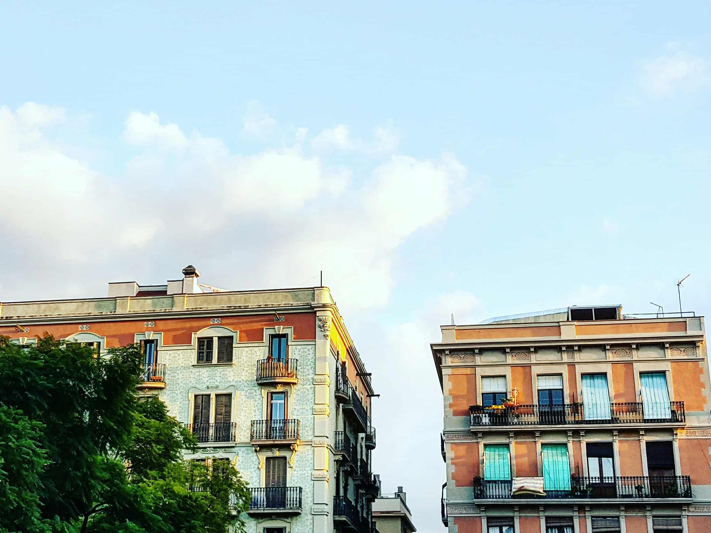 Barcelona barrios - buildings in a square in Gràcia