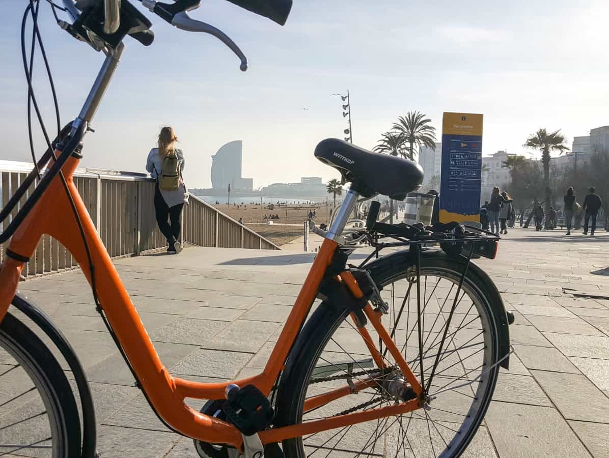 The beaches in Barcelona - a bike by La Barceloneta