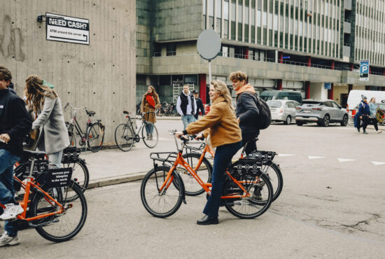 Students riding a bike