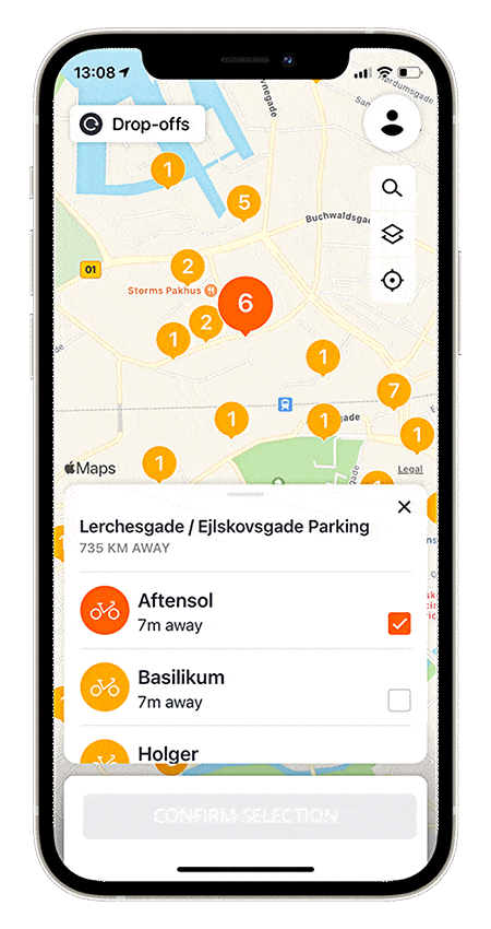 Trouvez votre vélo dans l'application